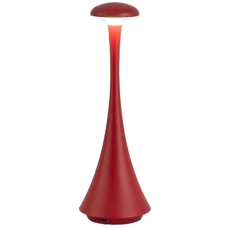 Touch-LED-Tischleuchte für Schlafzimmer, Aluminium-Tischleuchte, 3 Farbtemperaturen, dimmbar, für Schlafzimmer und Hotel, Rot