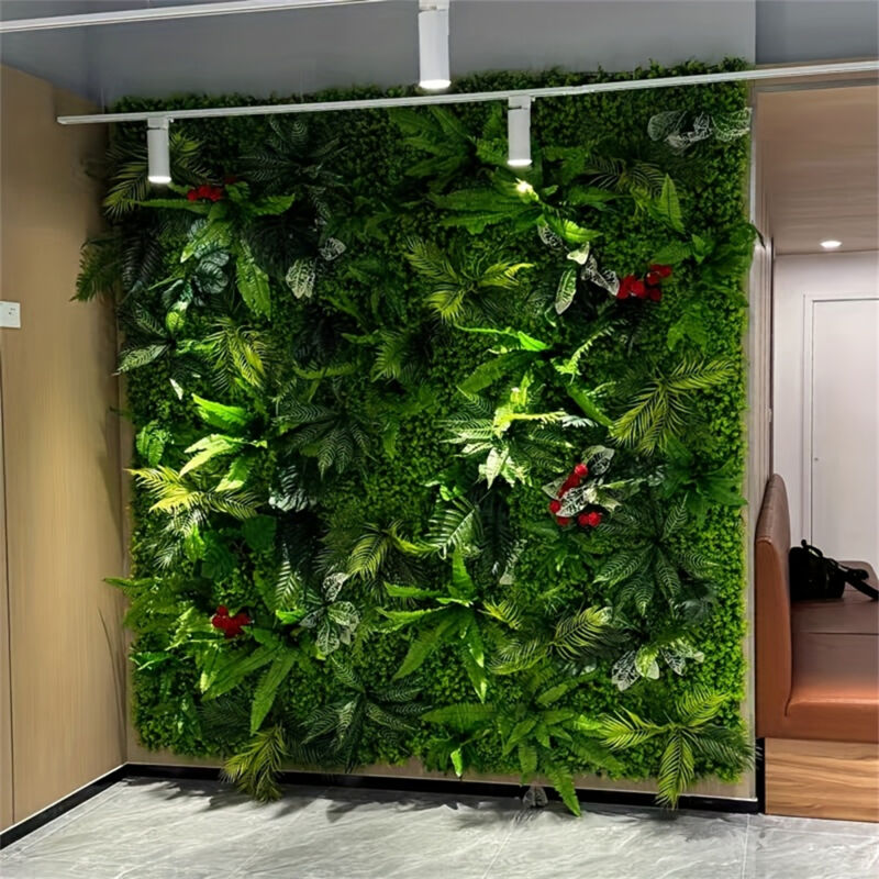 LZBARGON Wandpaneel mit Kunstpflanzen – Realistische Hintergrunddekoration mit künstlichem Blattwerk im bionischen Rasen-Stil – Perfekt für