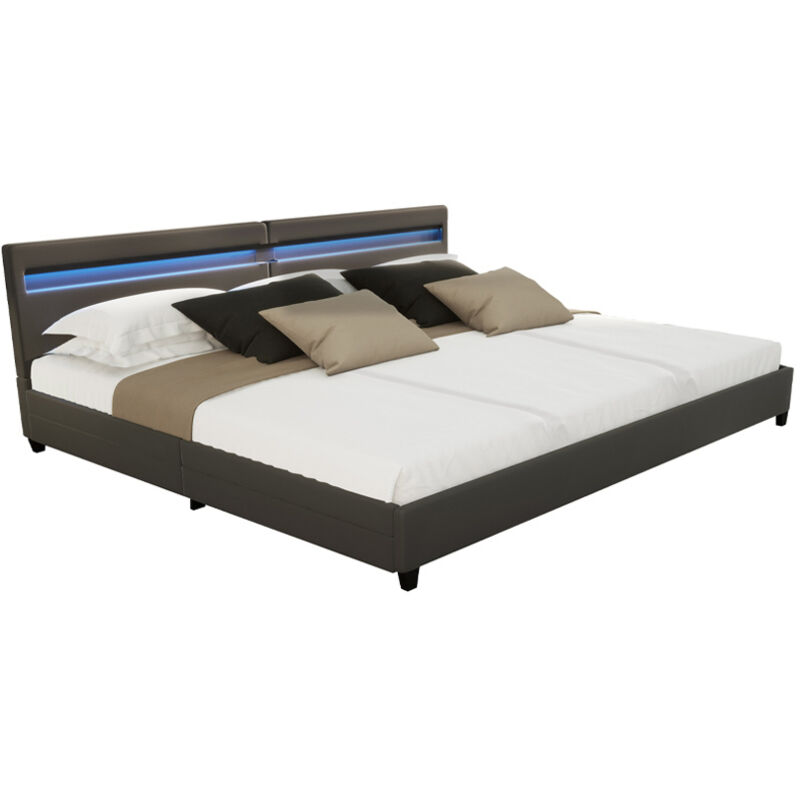 Home Deluxe - Familienbett mit Schubladen nube Farbe: Dunkelgrau, Ausführung: ohne Matratze Familienbett Bett LED-Bett Bett-Inklusive-Schubladen