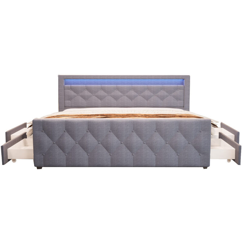 Polsterbett inkl. Matratze und Topper velara Farbe: Dunkelgrau, Größe: 180 x 200 cm Komfortbett Polsterbett Bettgestell Doppelbett - Home Deluxe