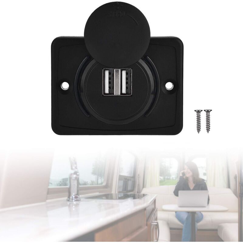 Versenkte 12-V-USB-Kfz-Buchse, Kfz-USB-Ladegerät, Dual-USB-Ladebuchse mit 2 Anschlüssen, USB 3,1 A 12 V LED-wasserdichtes Ladepanel für Wohnmobil,