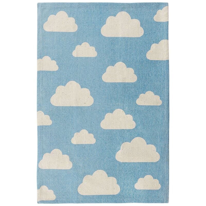 Beliani - Teppich Blau Baumwolle 60 x 90 cm Kurzflor Bedruckt Kinderzimmer Wolkenmotiv Kinderzimmer Rechteckig