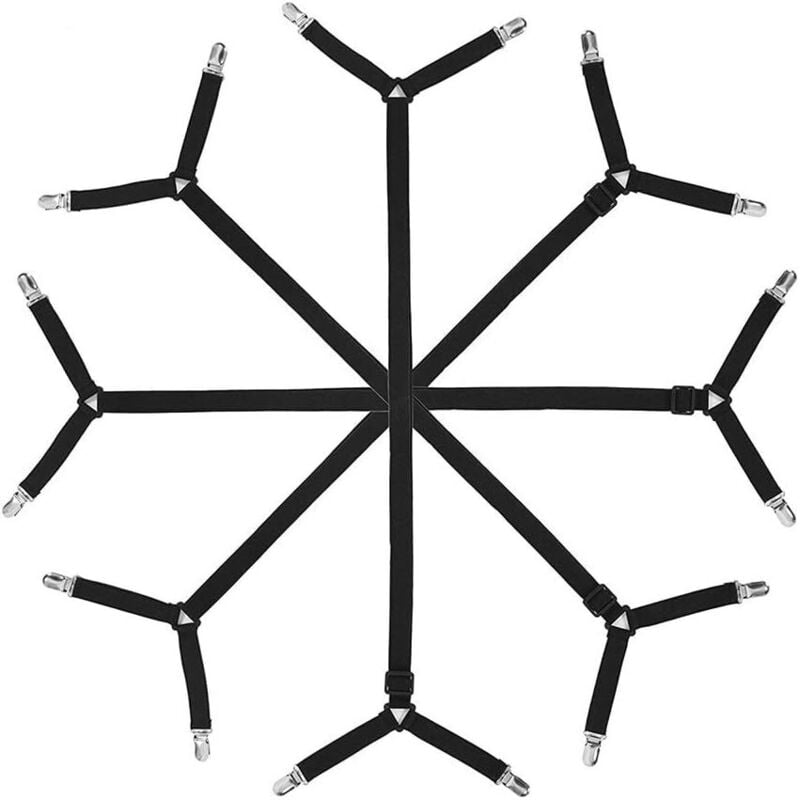 Verstellbare dreieckige Bettlakenhaltergurte für glatte Matratzen, 4er-Pack, Schwarz