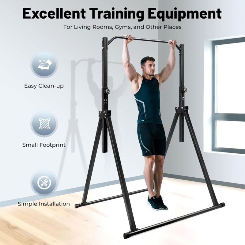 Verstellbare Klimmzugstange von 175 cm bis 230 cm für Bodybuilding, Calisthenics, Home Gym - Freistehend Klimmzugstange mit Ständer und ohne
