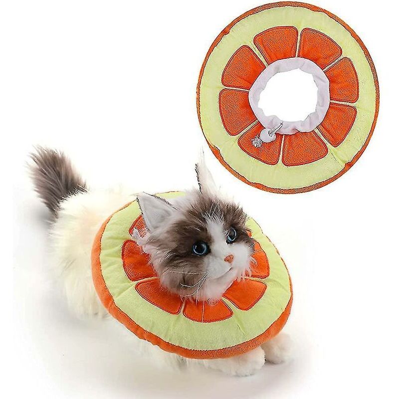 Verstellbarer Genesungskragen für Katzen, weicher Katzenkragen, Katzen-Donut-Kissen, niedliches Orange