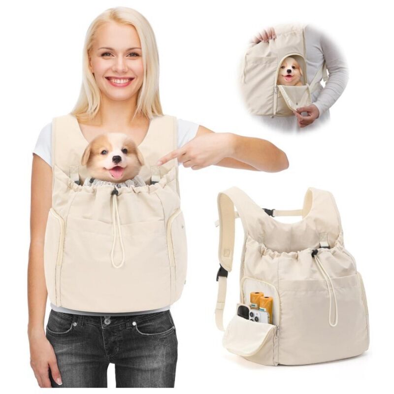 Verstellbarer Hunde-Rucksack, atmungsaktive Reisetasche aus Polyester für Haustiere, Tragetasche für Hunde und Katzen mit Sicherheitsgurt für