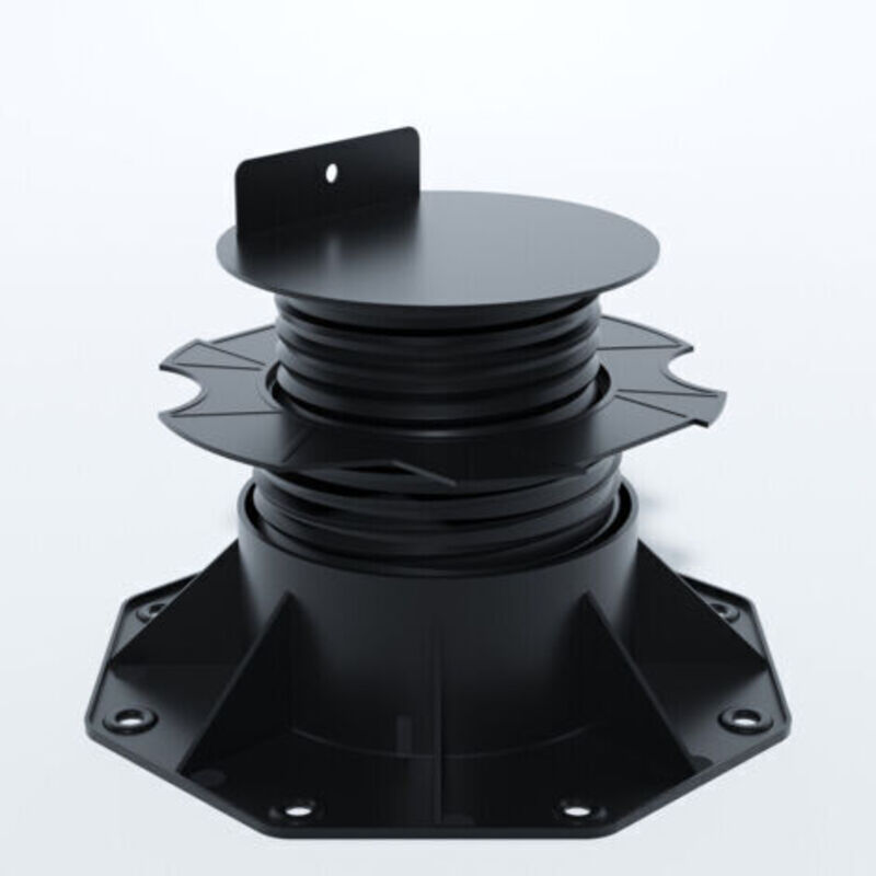 Verstellbarer Sockel von 60 bis 138 mm für Holz- und WPC-Terrassendielen – Farbe: Schwarz, Abdeckungsbereich in m²: 0,09
