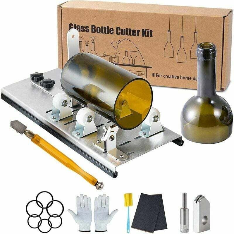 Verstellbares Glasflaschenschneider-Set, DIY-Werkzeug, Edelstahl-Schneidemaschinen-Set für Wein, Bier, Alkohol, Whisky, Likör, Champagner, runde