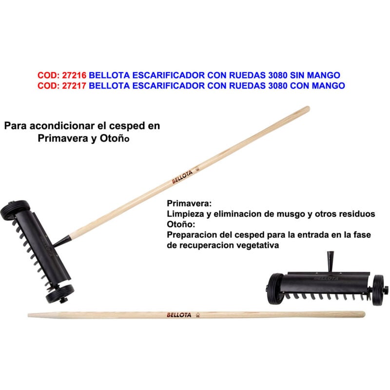 Vertikutierer mit Bellota 3080 Rädern und Griff