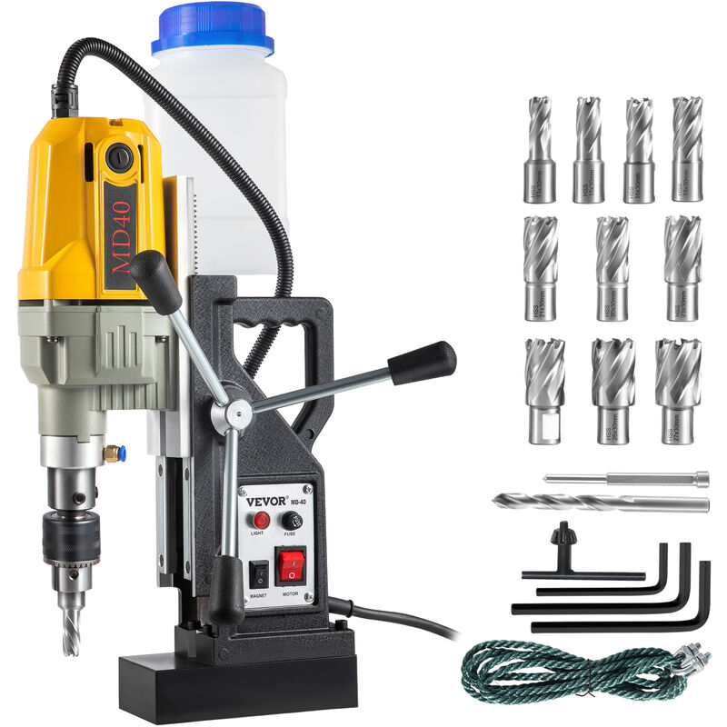 Mophorn - vevor 1100 w Magnetbohrer Magnetbohrmaschine 12000 n Elektrische Kernbohrmaschine Industrielle Bohrmaschine mit 12 Bohrer, Max. Tiefe 55