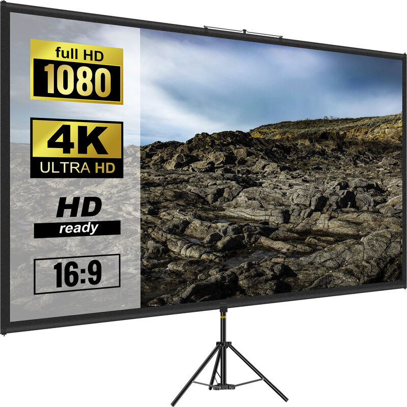 16:9 Beamer Leinwand Stativ 4K hd Rolloleinwand 160 Grad Betrachtungswinkel Projektionsleinwand 244x137cm Präsentationswand 279,4cm Diagonale