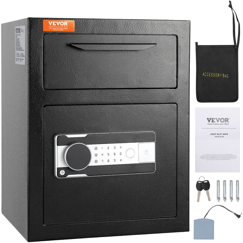 Mophorn - vevor 1,7 l Depository Safe, Deposit Safe mit Drop-Slot, elektronischem Codeschloss und 2 Notfallschlüsseln, 45 x 30 x 35 cm, Geschäftssafe