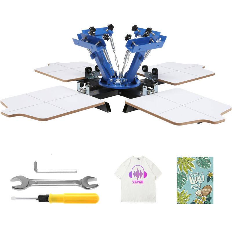 Vevor 360° Drehbarer Siebdruck 54 x 45 cm Siebdruck-Ausrüstung T-Shirt Doppellagige Palettenpresse zur Positionierung, Blau
