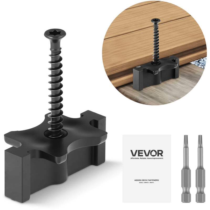 VEVOR 90x versteckte Befestigungen, Abstandshalter Terrassendielen, universelle Verbund-T-Clips & Kunststoffbefestigungen mit Schrauben, geeignet für