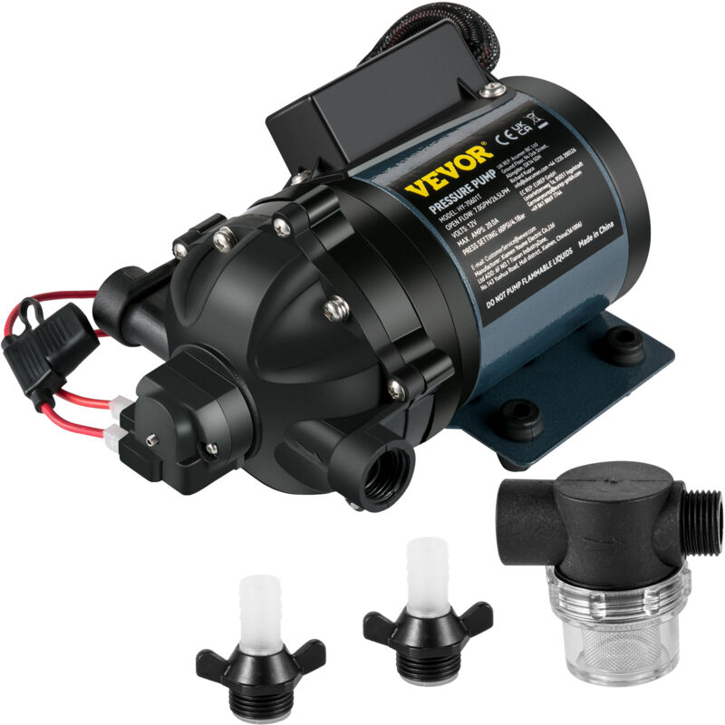 Abwaschpumpe, 12 v dc, 7 gpm 60 psi, max. 3 m Hebebühne selbstansaugende Wasserpumpe, mit EPDM-Ventil, Universal-Salzwassersieb & Innengewinde, für