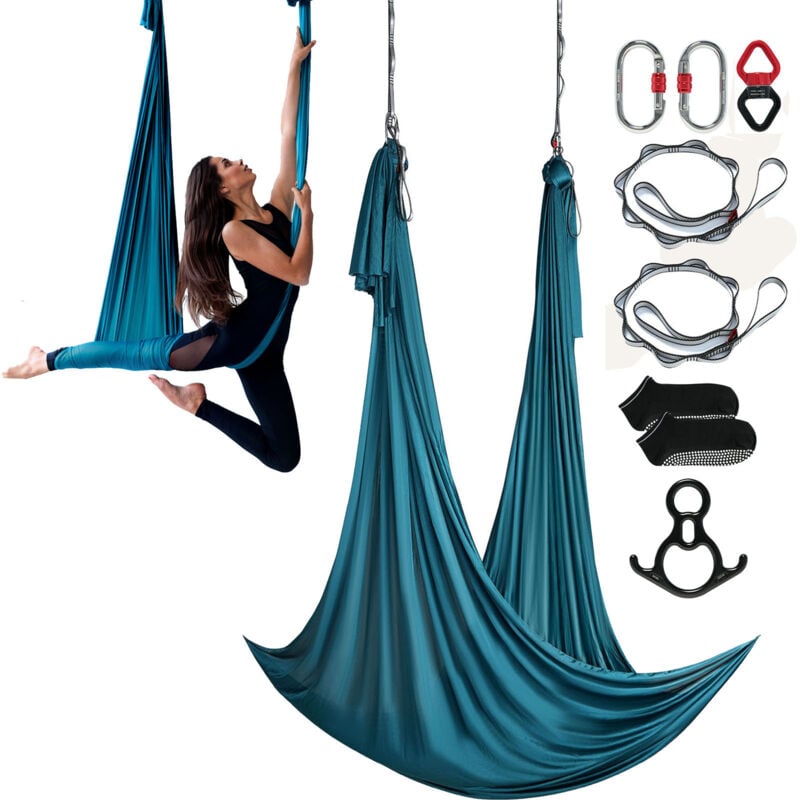 Vevor Aerial Yoga Hängematte Set 10 x 2,8 m, Grün Aerial Yoga Swing Air Fliegen, Indoor Aerial Yoga Hammock Swing 1000 kg Max. Tragfähigkeit, inkl.