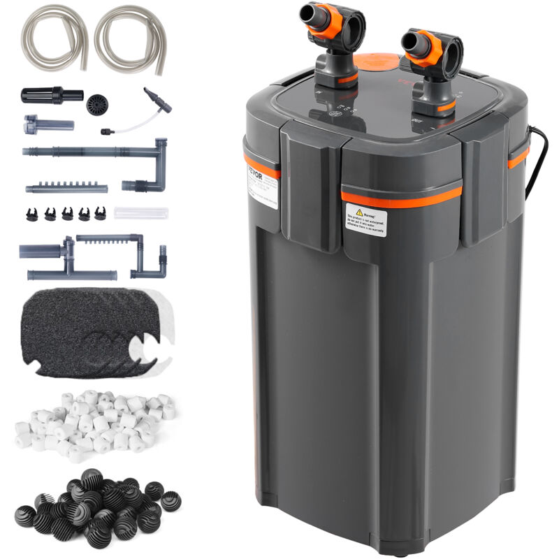Vevor Aquariumfilter 660 gph, 5-stufiger Kanisterfilter 235 Gallonen, extrem leiser interner Aquariumfilter mit UV-Schutz, tauchfähiger Powerfilter