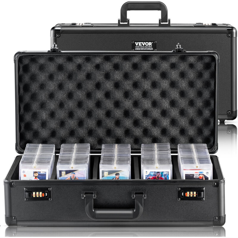 Aufbewahrungsbox, 5 Fächer, Tragetasche für Sammelkarten mit Schaumstoffteilern, Codeschloss, 162 bewertete PSA-Karten, 115 BGS-Karten, 130