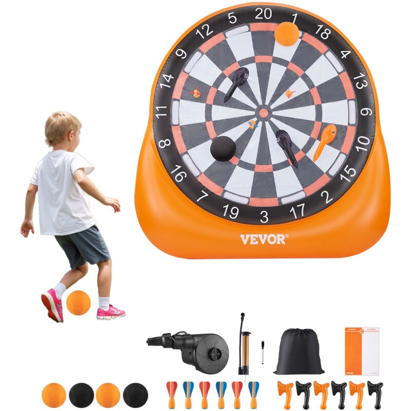 VEVOR aufblasbares Fußball-Dartboard, über 1,83 m hohes riesiges Fußball-Dartboard mit 4 Kickbällen & 6 Darts & 6 Äxten & Luftpumpe, ideal für