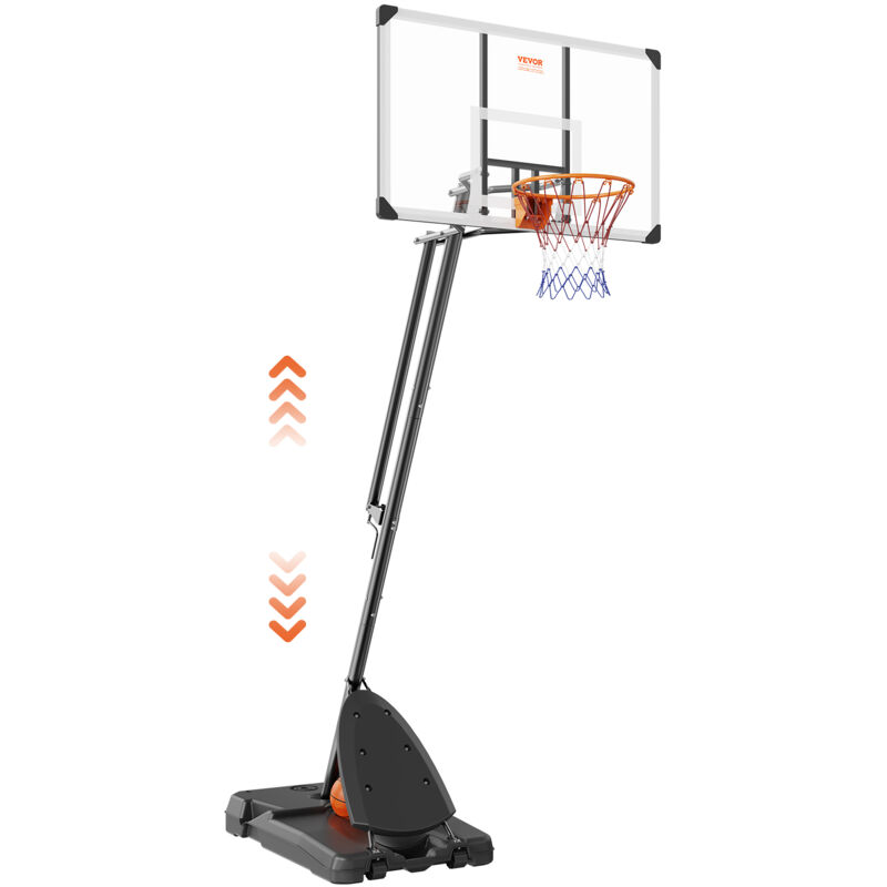 VEVOR Basketballkorb Outdoor Basketballkorb mit Ständer 232–305 cm Höhenverstellbar, Tragbarer Basketballständer mit Rädern, Basketball-Set für