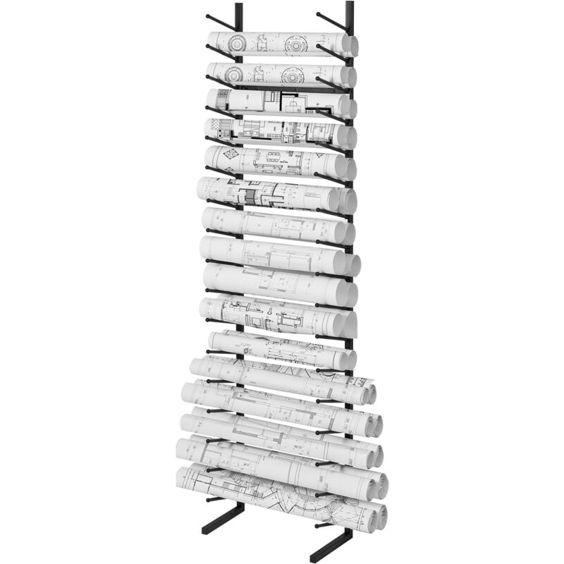 Blaupausen-Aufbewahrungsregal,Hängendes Poster-Präsentationsregal mit 16 Ebenen,Vertikaler Blaupausen-Rollenordnerhalter 2