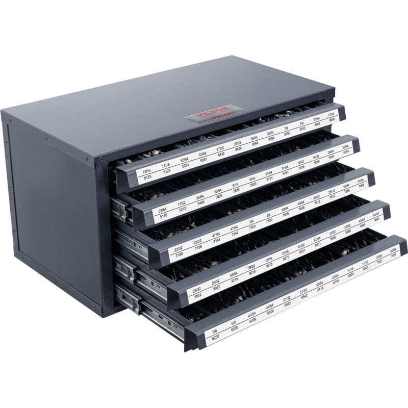 Mophorn - vevor Bohrer-Spender-Schrank, Bohrer-Organizer-Schrank mit fünf Schubladen für 33/64' bis 63/64' Stahl-Bohrer-Spender-Organizer-Schrank mit