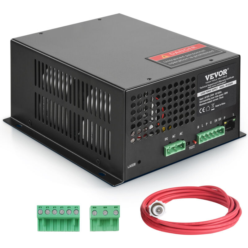 CO2-Laser-Netzteil, 80-W-Laserröhren-Netzteil, Konstantstrom- und Leerlaufschutz, schnelle Wärmeableitung, Power Supply kompatibel mit