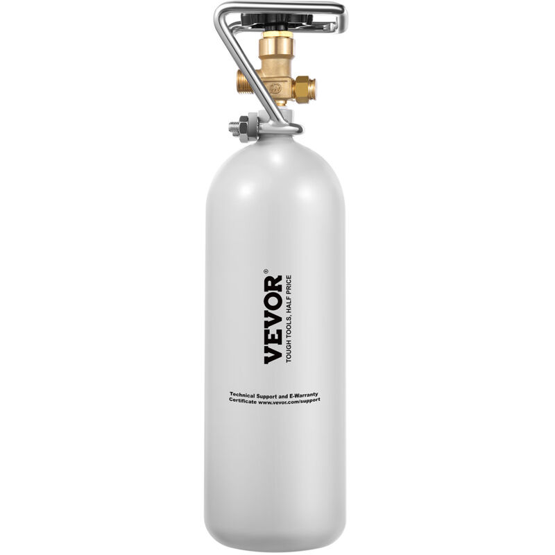 CO2-Tank (2 kg) CO2 Flasche aus legiertem Stahl, CO2-Lufttank mit grauer Sprühbeschichtung, DIN477-Ventil, Griff und einstellbarem Druck,