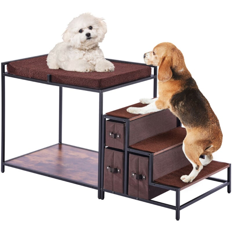 Etagenbett für Haustiere mit Treppe, Fenstersitzstange für Hunde/Katzen mit Stauraum, mehrstufiges Bett, Fenstersitzstange, Schlafcouch für Hunde,