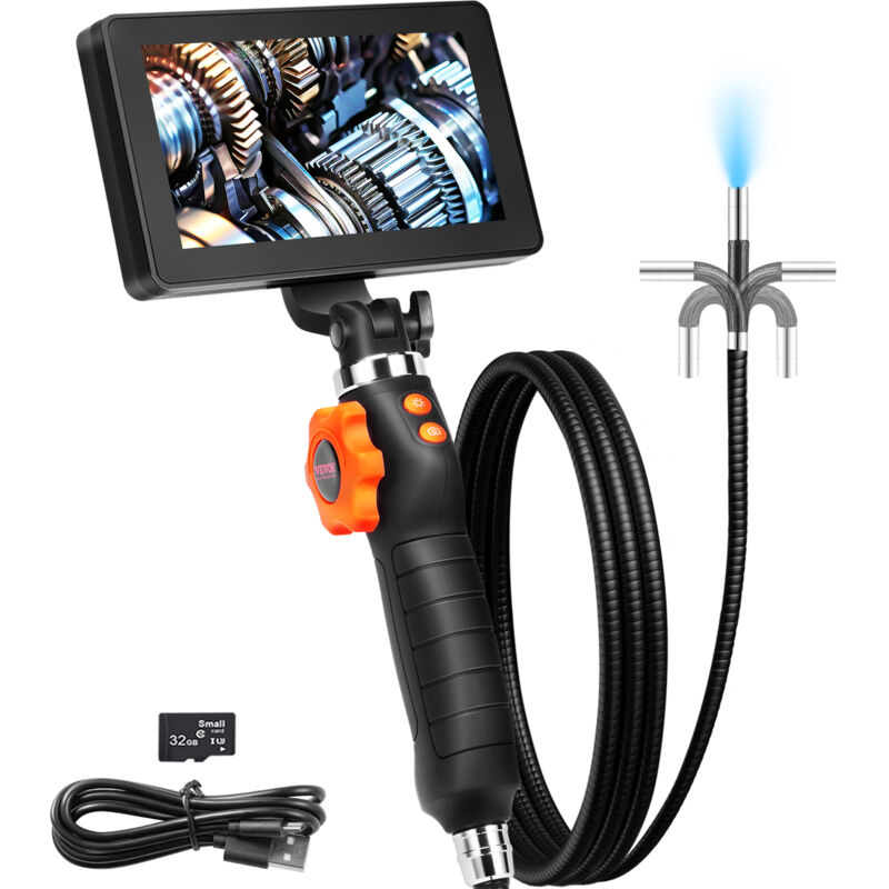 Flexible Boreskopkamera, Endoskop mit Doppelgelenk und 6,4 mm schmalem Objektiv, 5-Zoll-IPS-HD-Display, 8-fache Vergrößerung, Schlangenkamera mit 8
