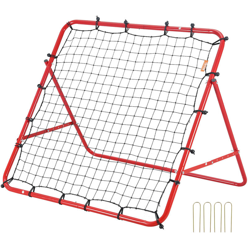 VEVOR Fußball Rebound Netz Tragbares Prellwand Fußball 48 x 48 mm, Rebounder Fußball Eisenrohr & PE-Netz Kinder & Jugendliche Verstellbar Fußballtor