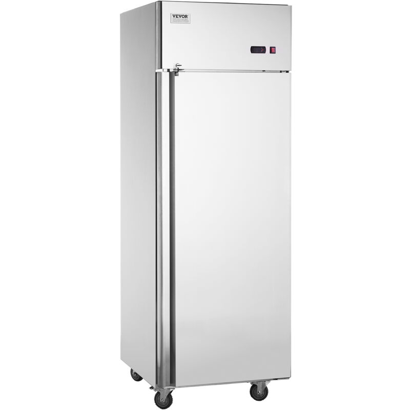 Gewerbekühlschrank 570 l, Kühlschrank mit Einzeltür, Edelstahl-Kühlschrank mit automatischer Abtauung, 3 Ablagen, Temperaturregelung von -2 + 8 °c