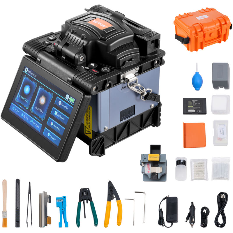 Glasfaser-Schweißgerät mit 6 Motoren, Kernausrichtung, Spleißgerät, 6 s Spleißen & 13 s Aufheizen, Fusionsspleißgerät mit 5-Zoll-Touchscreen,