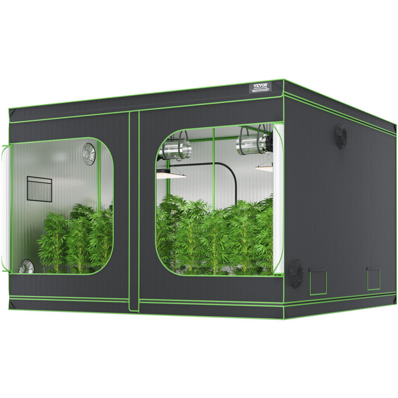 Vevor Growbox 305 x 305 x 203 cm Gewächshaus aus 19 mm Stahl-Rahmen und 600D Oxford-Gewebe Growtent 60 kg Tragfähigkeit Growschrank Geeignet für 400