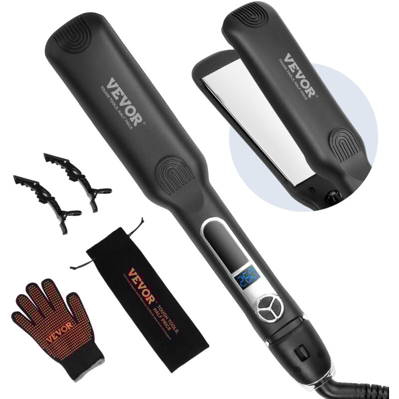 Haarglätter, 4 cm Titan-Glätteisen, Haareisen mit negativen Ionen, LCD-Display und 25 Temperaturstufen – 210 °f (ca. 99 °c) bis 450 °f (ca. 232 °c),