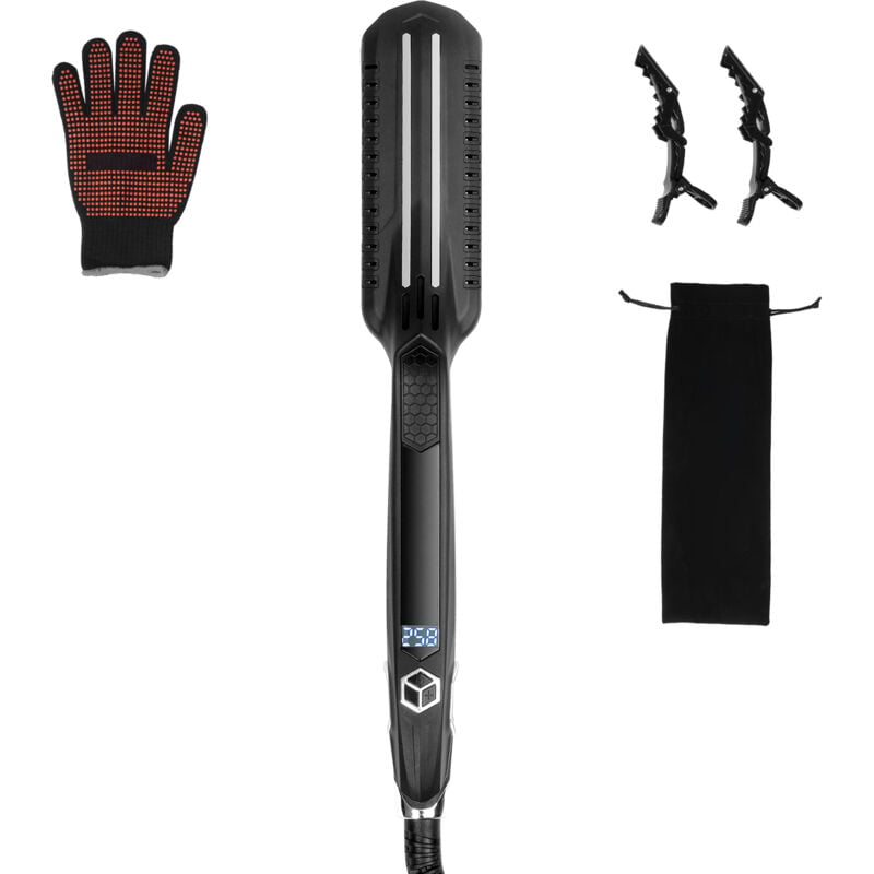 Mophorn Haarglätter – 3,8 cm Titan-Glätteisen. Dual-Infrarot-Haarglätter mit LCD-Display und 19 Temperaturstufen (100 °C – 230 °C). Schnelles