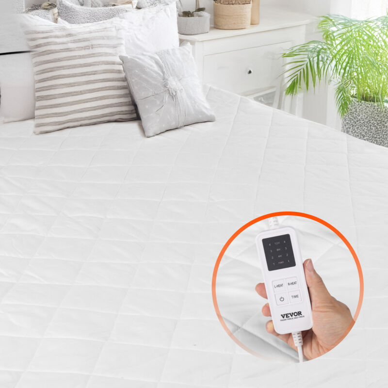Heizdecke, 195 x 165 cm, Queen-Size-Bettwärmer, elektrisch, mit 4 Heizstufen, 12-Stunden-Timer, 8-Stunden-Abschaltautomatik, rundum elastische