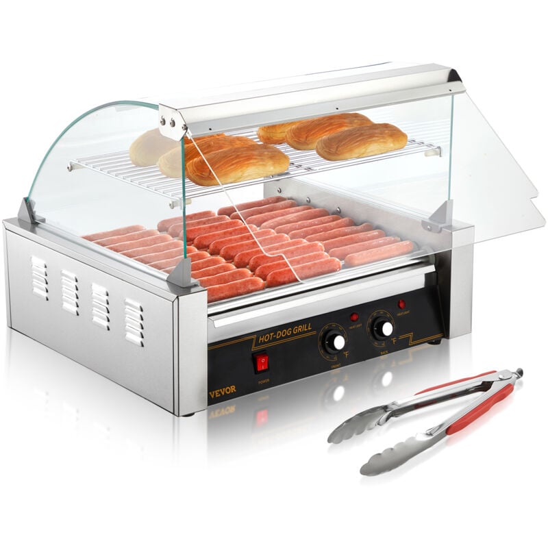 VEVOR Hot Dog Maker Hot Dog Grill Hotdog Rollen Grill Edelstahl 11 Rollen 2,2kW
