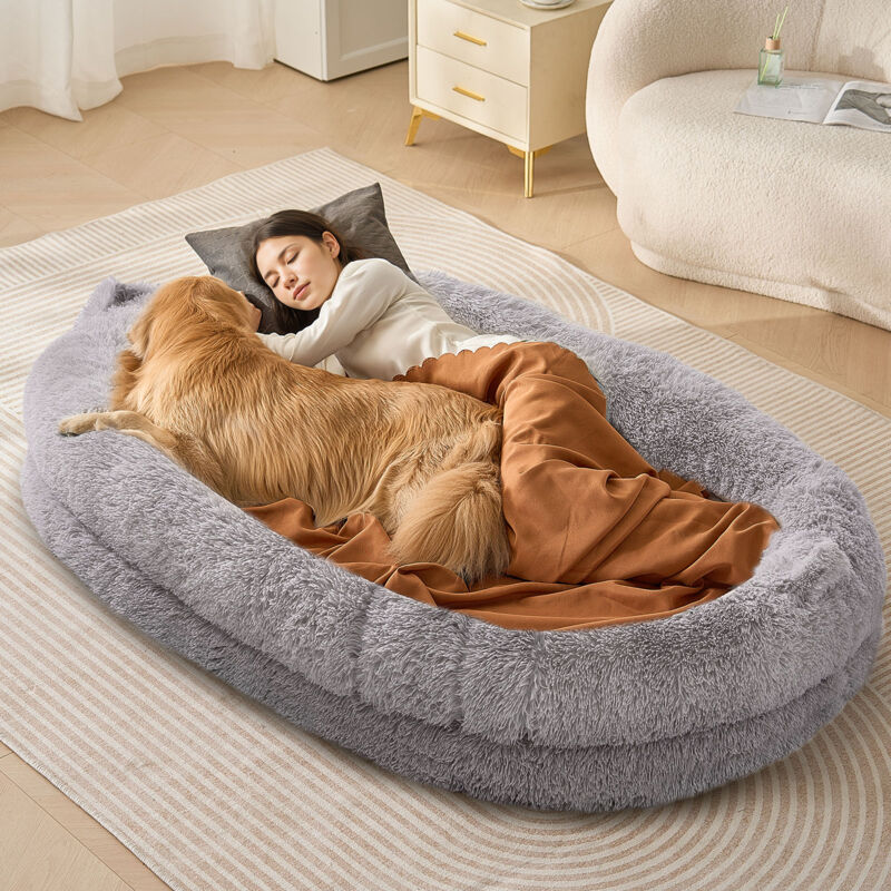 VEVOR Hundebett für Menschen, 183 x 122 x 25 cm, riesiges Hundebett für Erwachsene, Hundebett in Menschengröße mit waschbarem PV-Samtbezug,