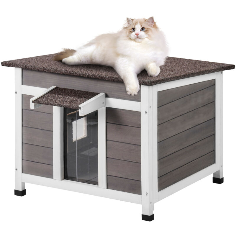 VEVOR Katzenhaus für draußen, wetterfest, Unterschlupf für Wildkatzen für mehrere Katzen, Katzen-/Kaninchenhaus aus Holz für draußen mit Fenster,