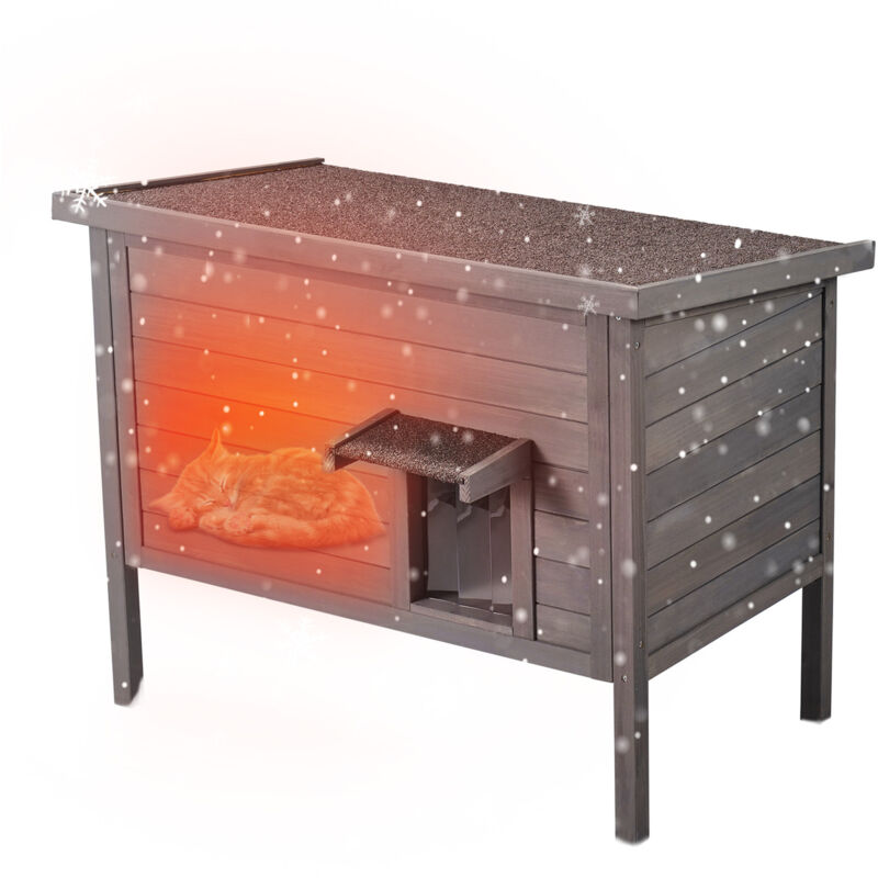 Katzenhaus für draußen, wetterfest, Unterschlupf für Wildkatzen für mehrere Katzen, Katzen-/Kaninchenhaus aus Holz für draußen, rundum