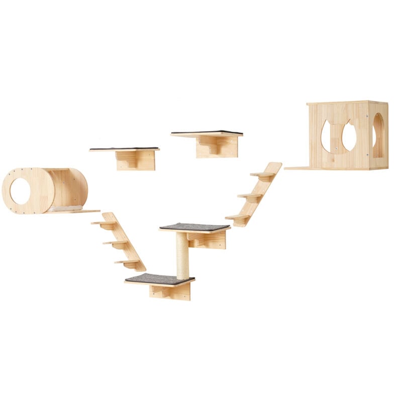 VEVOR Katzenregale zur Wandmontage, Katzenwandregale und Sitzstangen mit Sprungbrettern, Katzenbetten, Hängematten und Katzenbaum, Katzenmöbel und
