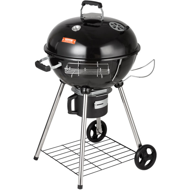 VEVOR Kettle Holzkohlegrill Kugelgrill 56 cm tragbar, Barbecue Kugelgrill mit Deckel, Aschenbecher Picknickgrill mit großer Grillfläche, Holzkohle,