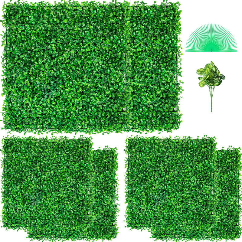 VEVOR Künstliche Pflanzenwand 6 Stk. 20 x 20 Zoll, Sichtschutz Hecke Künstlich Grün, Künstliche Buchsbaumplatte PE, Sichtschutz Kunstpflanzen 50 x 50