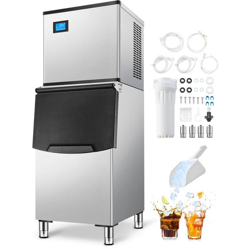 Kommerzielle Eismaschine Eisbereiter (136 kg/Tag) mit 250 lbs großem Vorratsbehälter, automatisch selbstreinigende Eismaschine mit Touchscreen für