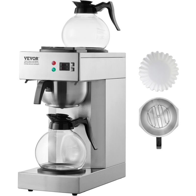Vevor - kommerzielle Filterkaffeemaschine Kaffeemaschine 12 Tassen, Kaffeemaschine mit 2 Glaskaraffen & 2 Warmhalteplatten, Übergießkaffeemaschine