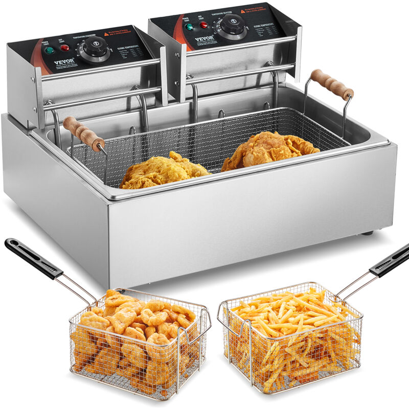 Kommerzielle Fritteuse, 3000 w elektrische Putenfritteuse mit 3 abnehmbaren Körben, 12 l Edelstahl Fritteuse mit großer Kapazität, für Küche