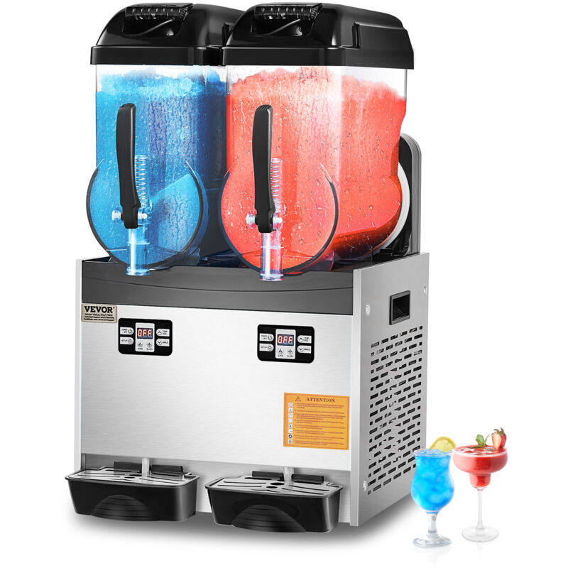 VEVOR kommerzielle Slush-Maschine 12 L x 2 Doppeltank Slush-Eismaschine Slushy Machine für gefrorene Getränke, 96 Tassen Margarita-Smoothie-Maschine