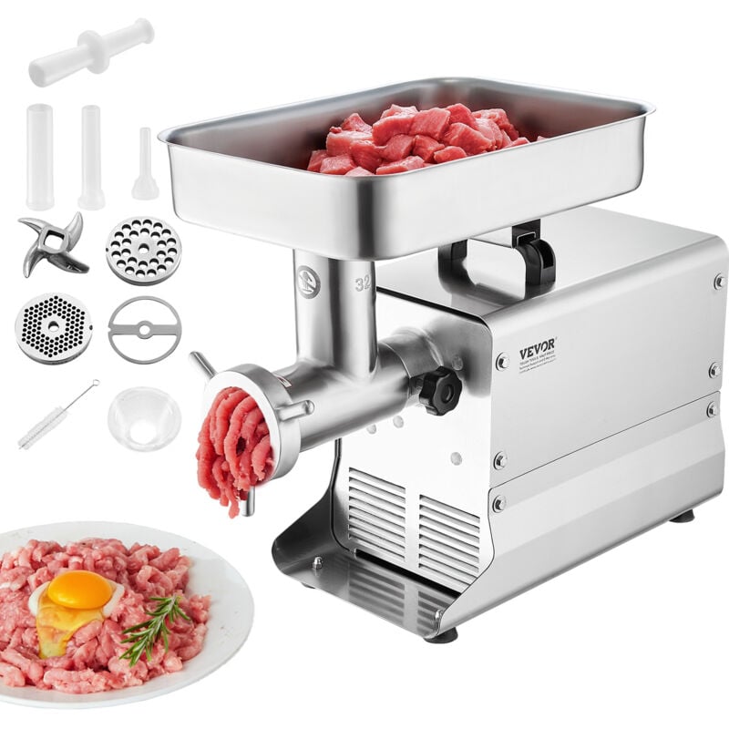Vevor - kommerzieller elektrischer Fleischwolf Wurstmaschine 9,53 kg/Min. 1100 w, industrieller Fleischwolf mit Klinge & Mahlplatte,
