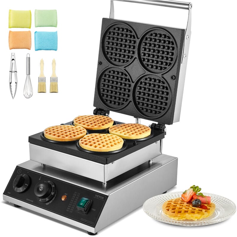 Kommerzielles Waffeleisen Waffelmaschine 1750 w antihaftbeschichtetes belgisches Waffeleisen aus Edelstahl mit Temperatur- und Zeitregelung, für